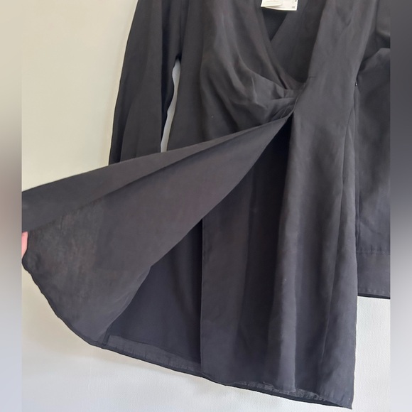 NWT ZARA Faux Wrap Long Sleeve Collared Mini Shirt Dress Scandi Minimalist Sz XS - Picture 14 of 16